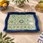 Ramadan Decorative Serving Tray – Cream Banded Star Lattice - MintiHome