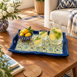 Ramadan Decorative Serving Tray – Cream Banded Star Lattice - MintiHome