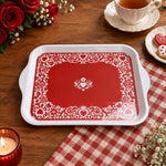 Valentine's Day Decorative Serving Tray – Crimson Lace Heart Border - MintiHome