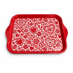 Valentine's Day Decorative Serving Tray – Crimson Lace Heart Flow - MintiHome