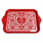 Valentine's Day Decorative Serving Tray – Crimson Lace Banded Panels - MintiHome