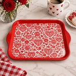 Valentine's Day Decorative Serving Tray – Crimson Lace Seamless Repeat - MintiHome
