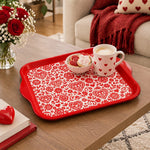 Valentine's Day Decorative Serving Tray – Crimson Lace Seamless Repeat - MintiHome