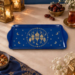 Ramadan Decorative Serving Tray – Cobalt Lantern Crescent Medallion - MintiHome