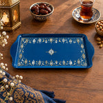 Ramadan Decorative Serving Tray – Cobalt Lantern Crescent Border - MintiHome