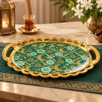 Ramadan Decorative Serving Tray – Teal Crescent Diagonal Flow - MintiHome