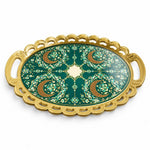 Ramadan Decorative Serving Tray – Teal Crescent Corner Symmetry - MintiHome
