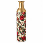 Christmas Poinsettia Metal Flower Vase – Gold Star Bell decorative metal vase shown in a product view.