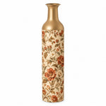 Slate Foliage Metal Flower Vase – Terracotta Peony Rosebud decorative metal vase shown in a product view.