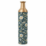 Gold Diamond Metal Flower Vase – Mottled Blue Camellia Trail decorative metal vase shown in a product view.