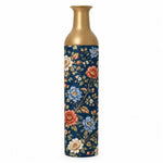 Persian Posy Metal Flower Vase – Navy Peony Chinoiserie decorative metal vase shown in a product view.