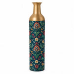 Gilded Fan Metal Flower Vase β Teal Tulip Acanthus Morris decorative metal vase shown in a product view.