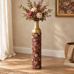 Daily Metal Flower Vase – Burgundy Floral Tapestry - MintiHome