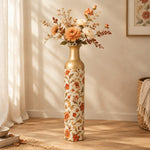 Amber Scroll Metal Flower Vase – Cream Acanthus Scroll Vine - MintiHome