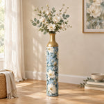 Sage Garden Metal Flower Vase – Dusty Blue Magnolia - MintiHome
