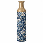Amber Scroll Metal Flower Vase – Navy Chinoiserie Peony Scroll - MintiHome