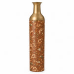 Gold Diamond Metal Flower Vase – Terracotta Cream Bloom Stem decorative metal vase shown in a product view.