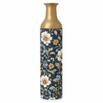 Amber Scroll Metal Flower Vase – Navy Gold Dusty Blue Bloom - MintiHome