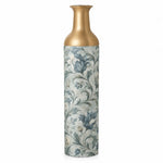 Vintage Medallion Metal Flower Vase – Pale Blue Acanthus decorative metal vase shown in a product view.