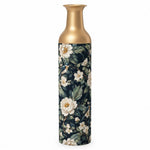 Slate Foliage Metal Flower Vase β Navy White Peony Bird - MintiHome
