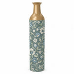 Iznik Blue Metal Flower Vase – Dusty Teal Blue Sage Bloom decorative metal vase shown in a product view.