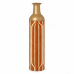 Sage Stripe Metal Flower Vase – Rust Orange Ribbon Stripe decorative metal vase shown in a product view.
