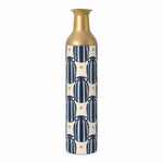 Sage Stripe Metal Flower Vase – Navy Amphora Grid Stripe - MintiHome