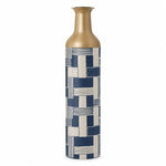 Indigo Weave Metal Flower Vase – Indigo Stripe Patchwork - MintiHome