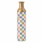Emerald Check Metal Flower Vase – Pastel Patchwork Check - MintiHome