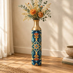 Iznik Medallion Metal Flower Vase – Palmette Rosette Scroll - MintiHome