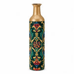 Iznik Medallion Metal Flower Vase – Carnation Saz Medallion decorative metal vase shown in a product view.