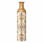 Iznik Medallion Metal Flower Vase – Antique Rosette Arabesque decorative metal vase shown in a product view.