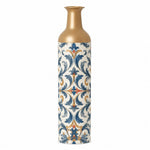 Iznik Medallion Metal Flower Vase – Acanthus Diamond Lattice decorative metal vase shown in a product view.