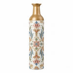 Iznik Medallion Metal Flower Vase – High Key Palmette Rosette decorative metal vase shown in a product view.