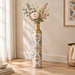 Iznik Medallion Metal Flower Vase – High Key Palmette Rosette - MintiHome