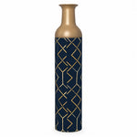 Navy Facet Metal Flower Vase – Deep Gold Chevron Lattice - MintiHome