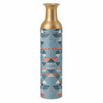 Sand Lattice Metal Flower Vase – Slate Blue Triangle decorative metal vase shown in a product view.