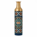 Lagoon Tile Metal Flower Vase – Deep Navy Rosette Tile decorative metal vase shown in a product view.