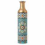 Lagoon Tile Metal Flower Vase – Turquoise Rosette Tile decorative metal vase shown in a product view.