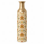 Gilded Jaali Metal Flower Vase – Chalk Ivory Rosette decorative metal vase shown in a product view.