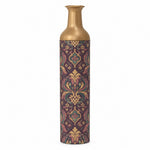 Verdigris Damask Metal Flower Vase – Dusky Plum Silhouette Vines decorative metal vase shown in a product view.