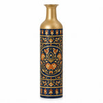 Saffron Meena Metal Flower Vase – Deep Sapphire Rosette Medallion decorative metal vase shown in a product view.