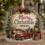 Merry Christmas Truck Acrylic Hanging Wall Decor – Deer hanging wall decor with printed artwork and cut silhouette.