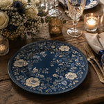 Navy Gold Floral Scroll Decorative Plastic Plate – Delft Border - MintiHome