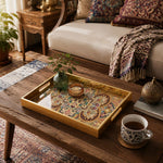 Persian Mandala Glass Serving Tray – Ruby Emerald Gold - MintiHome