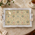 Ramadan & Eid Vintage Handle Tray – Cream Floral Posy Tile Allover - MintiHome
