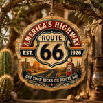 America's Highway Route 66 MDF Wood Hanging Wall Decor – Sunset - MintiHome