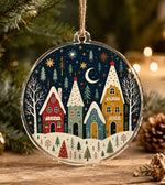 Christmas Winter Village Night Acrylic Hanging Wall Decor Ornament - MintiHome