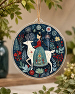 Christmas Queen Deer Floral Acrylic Hanging Wall Decor Ornament - MintiHome