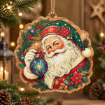 Christmas MDF Wood Hanging Wall Decor – Santa Star Ornament hanging wall decor with printed artwork and cut silhouette.